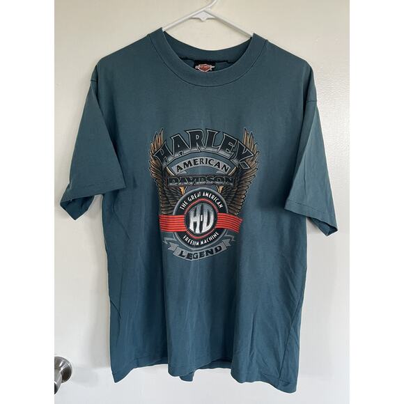 Harley Davidson 90s Double Sided Graphic T-Shirt Darwin Dynacycles Australia VTG - Picture 1 of 8